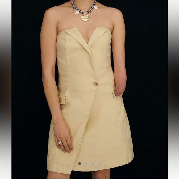 Maeve Strapless Linen Mini Dress - Picture 1 of 4